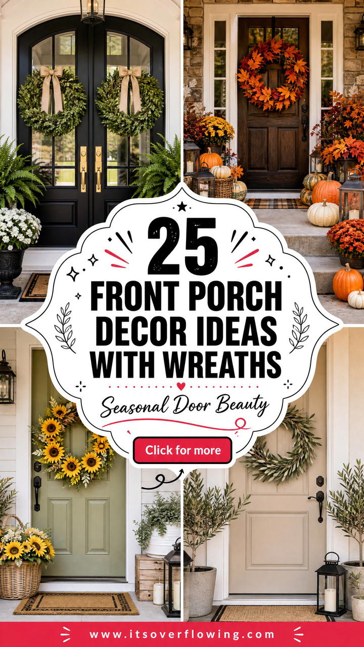 25 front porch decor ideas with wreaths For Every Season - 25 front porch decor ideas with wreaths For Every Season
