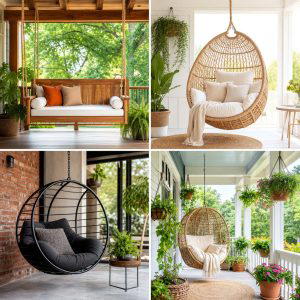 25 front porch ideas with hanging chair for Relaxed Porch Style