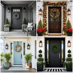 25 front porch ideas with holiday doormat for Festive Entry Style