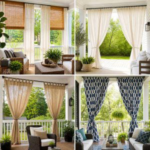25 front porch ideas with outdoor curtains for Breezy Privacy