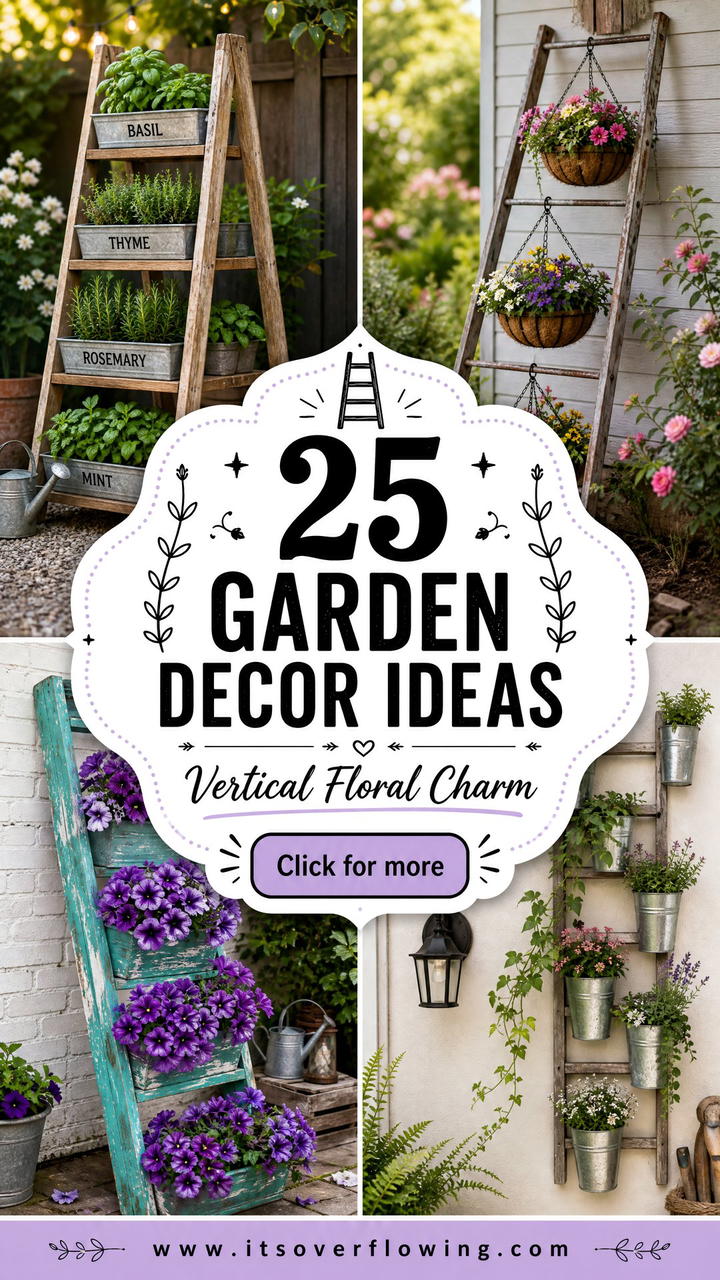 25 garden decor ideas with floral ladders for vertical charm - 25 garden decor ideas with floral ladders for vertical charm