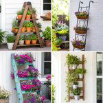 25 garden decor ideas with floral ladders for vertical charm