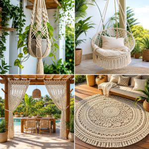 25 garden decor ideas with macrame for boho outdoor charm
