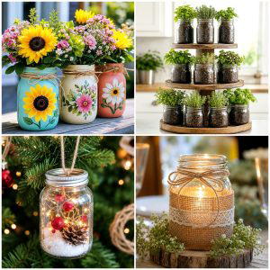 25 garden decor ideas with mason jars for charming displays