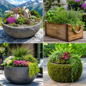 25 garden ideas with hypertufa planters for Rustic Style