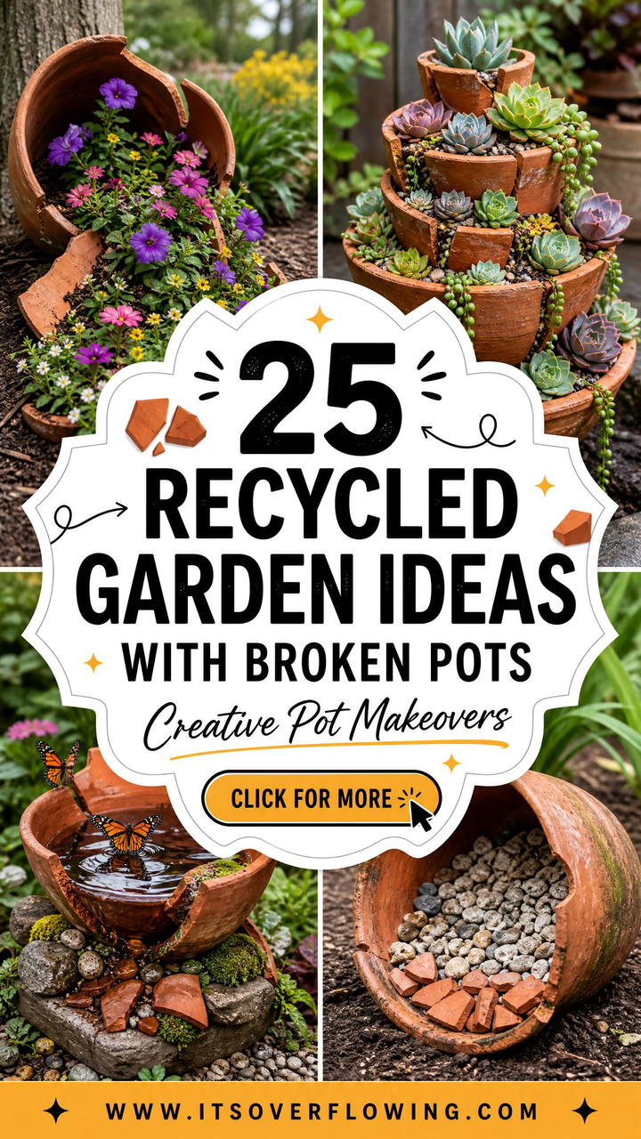 25 recycled garden ideas with broken pots Creative DIYs - 25 recycled garden ideas with broken pots: Creative DIYs