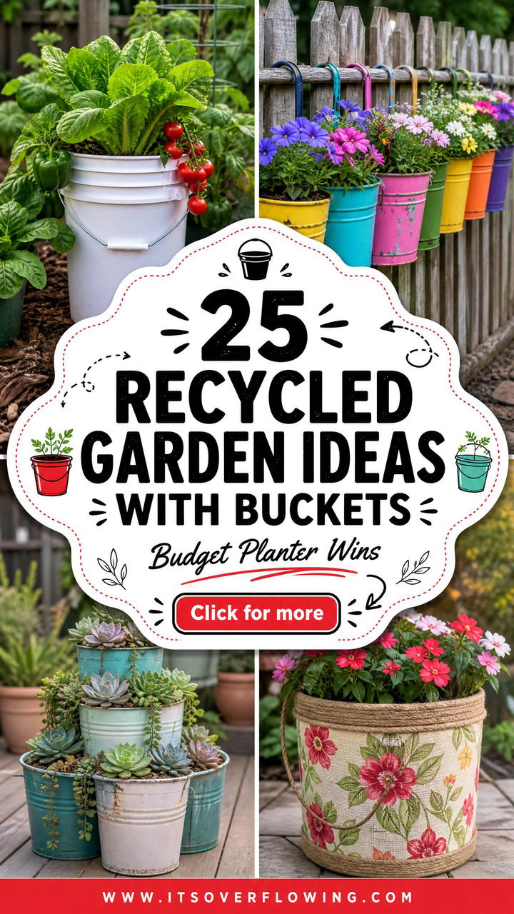 25 recycled garden ideas with buckets Budget DIY Planters - 25 recycled garden ideas with buckets: Budget DIY Planters