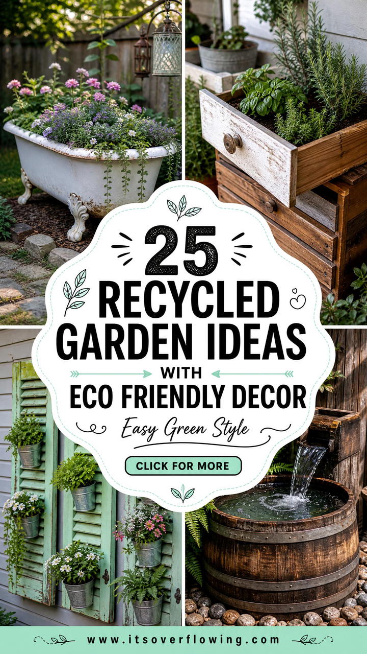 25 recycled garden ideas with eco friendly decor Easy DIY - 25 recycled garden ideas with eco friendly decor: Easy DIY