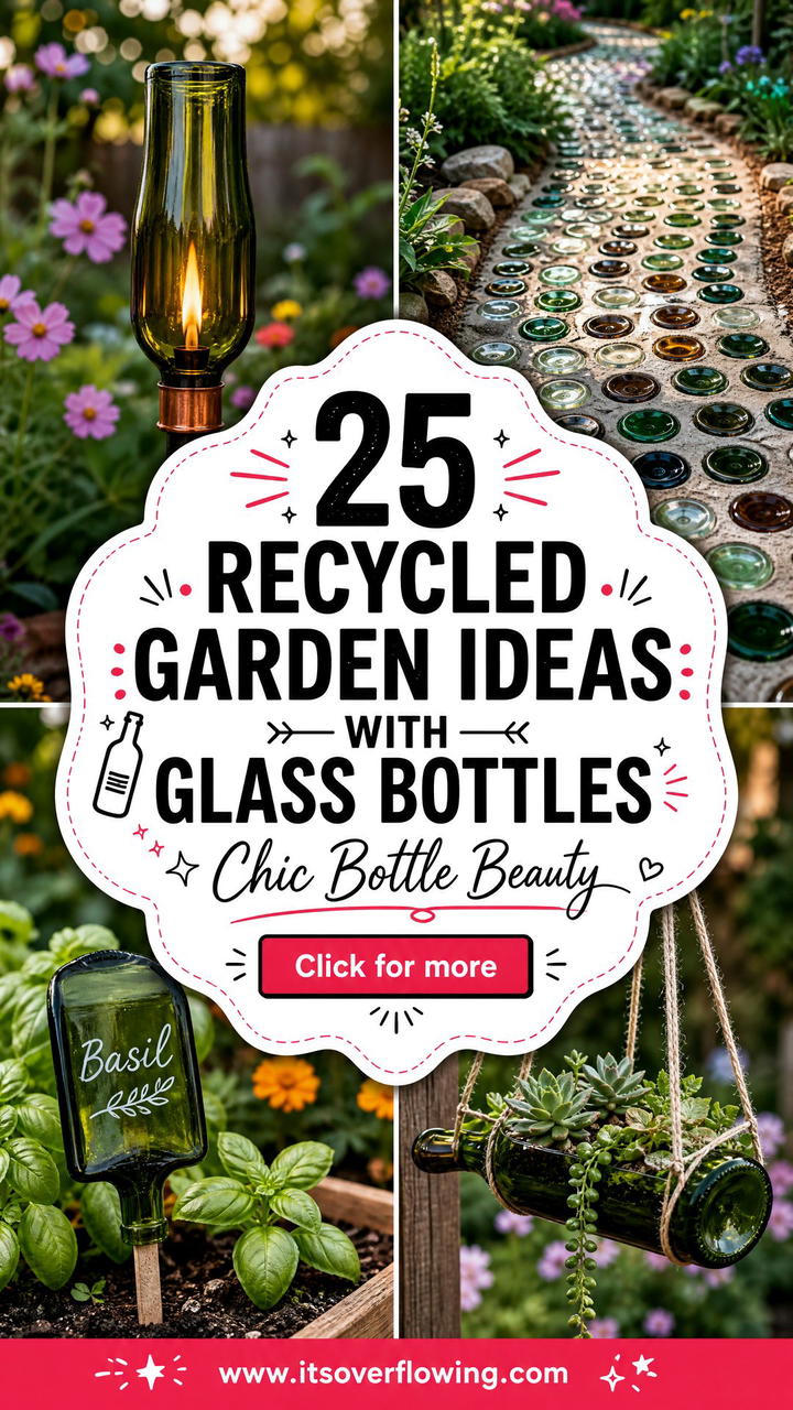 25 recycled garden ideas with glass bottles Chic DIYs - 25 recycled garden ideas with glass bottles: Chic DIYs