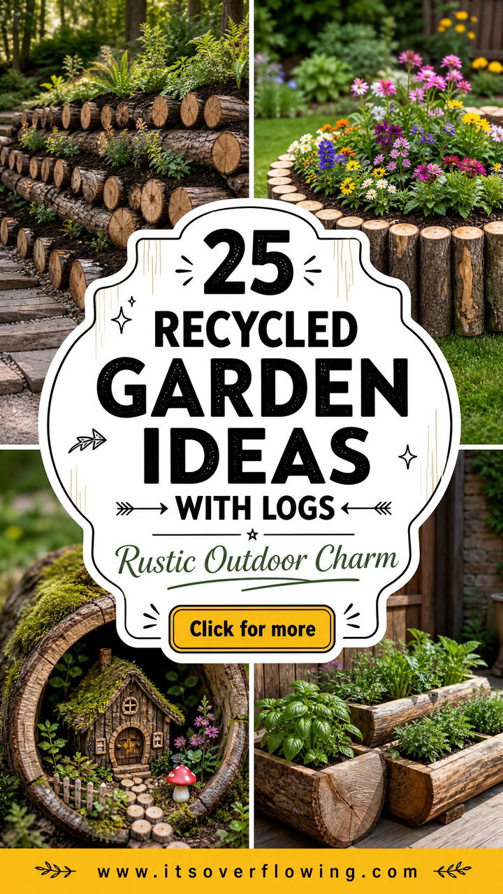 25 recycled garden ideas with logs Rustic Outdoor DIYs - 25 recycled garden ideas with logs: Rustic Outdoor DIYs