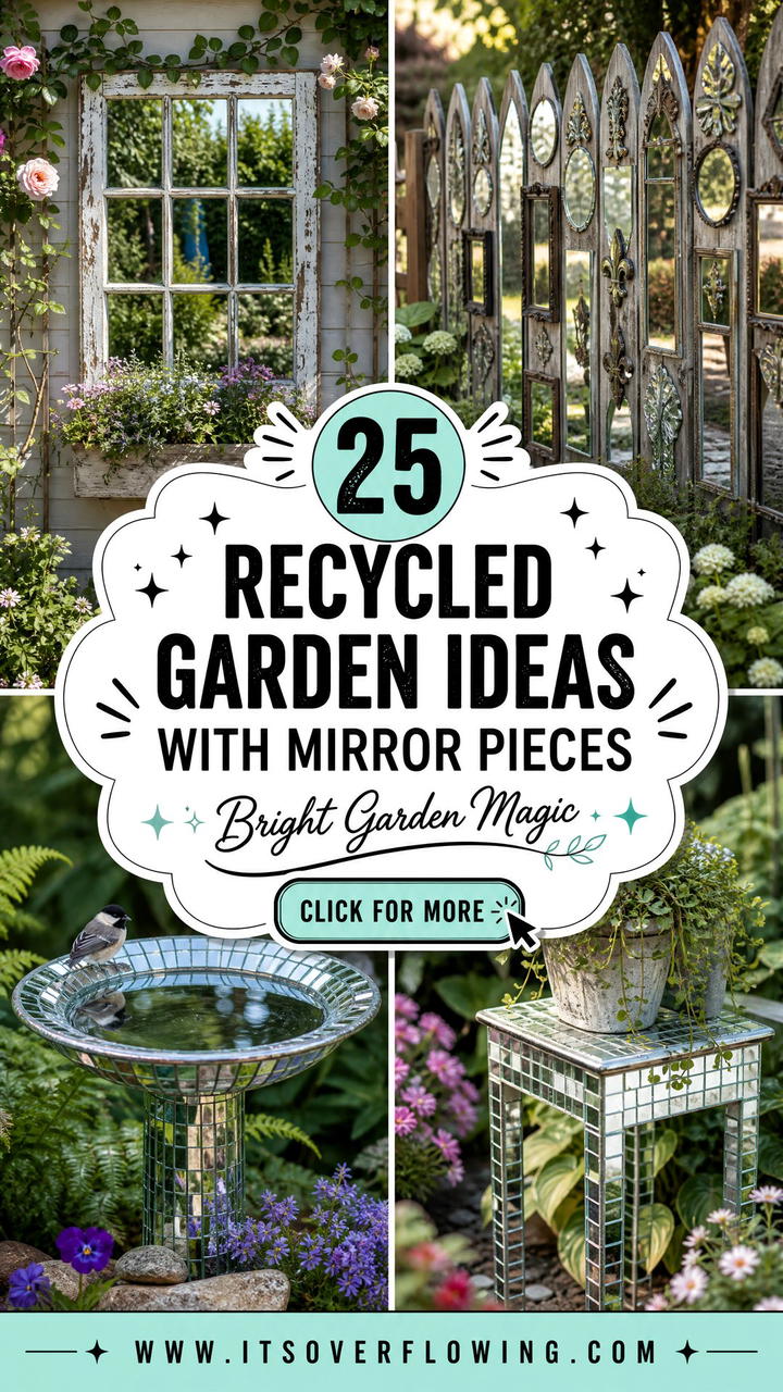25 recycled garden ideas with mirror pieces Bright DIYs - 25 recycled garden ideas with mirror pieces: Bright DIYs