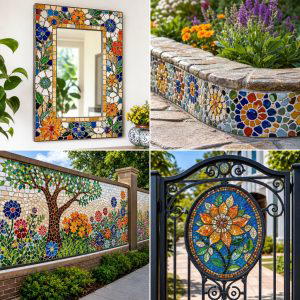 25 recycled garden ideas with mosaic pieces for Colorful Decor