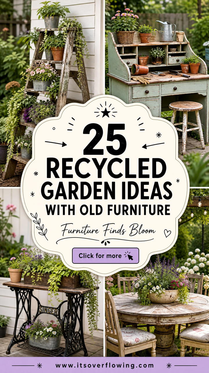 25 recycled garden ideas with old furniture Stylish DIY Decor - 25 recycled garden ideas with old furniture: Stylish DIY Decor