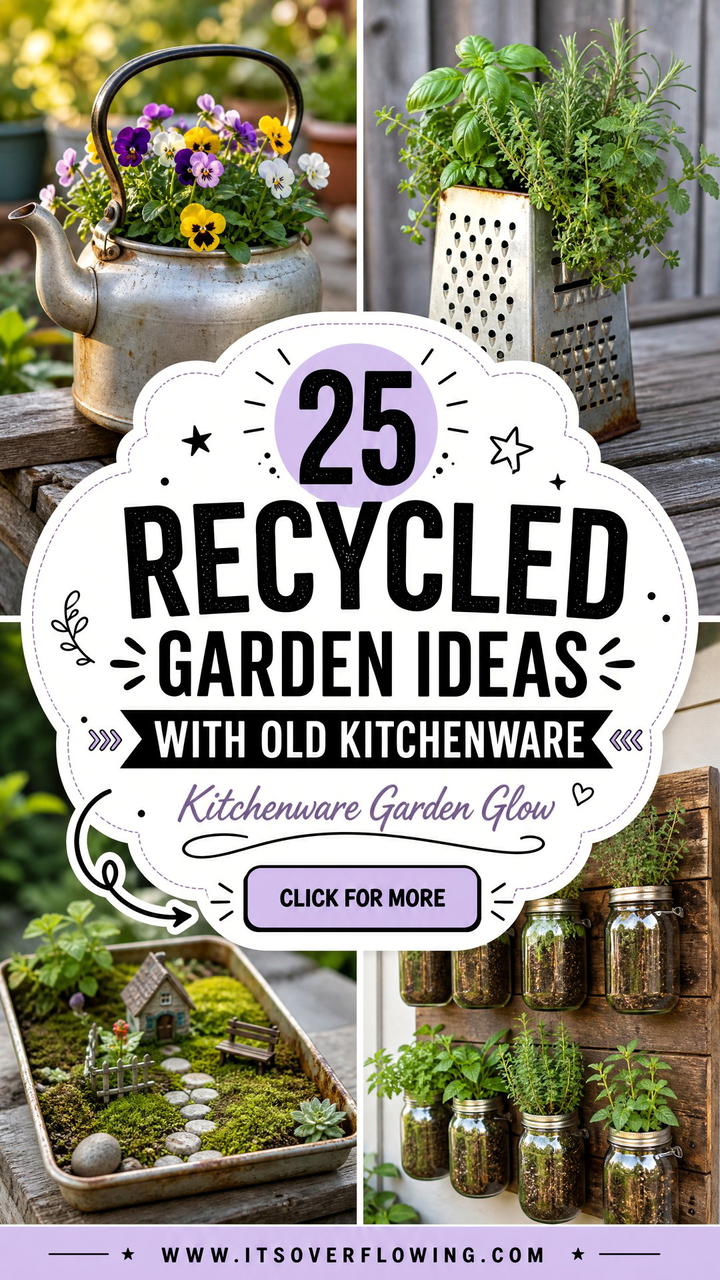25 recycled garden ideas with old kitchenware Creative DIYs - 25 recycled garden ideas with old kitchenware: Creative DIYs