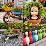 25 recycled garden ideas with old toys for Fun Yard Decor