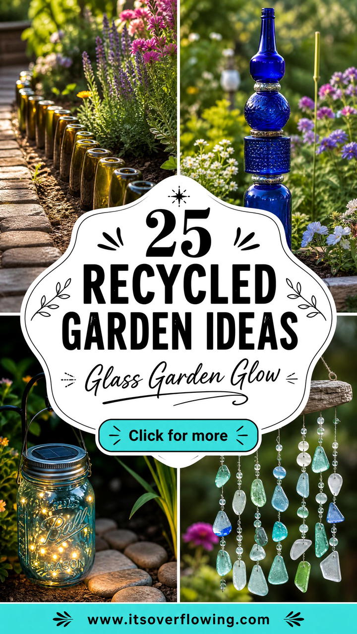 25 recycled garden ideas with recycled glass art to Love - 25 recycled garden ideas with recycled glass art to Love