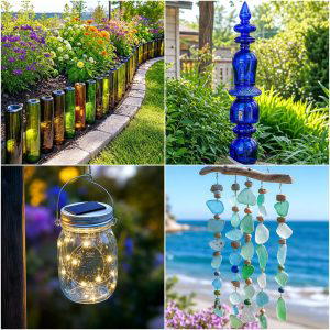 25 recycled garden ideas with recycled glass art to Love