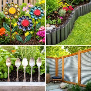 25 recycled garden ideas with recycled metal art to Try