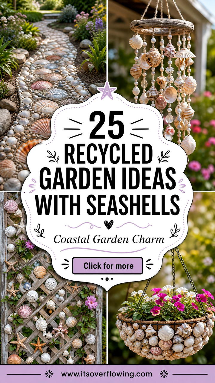 25 recycled garden ideas with seashells Coastal DIY Decor - 25 recycled garden ideas with seashells: Coastal DIY Decor