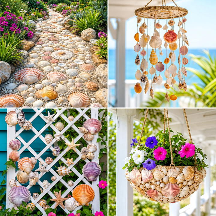 25 recycled garden ideas with seashells: Coastal DIY Decor