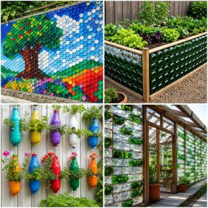 25 recycled garden ideas with vertical bottle wall DIY Guide