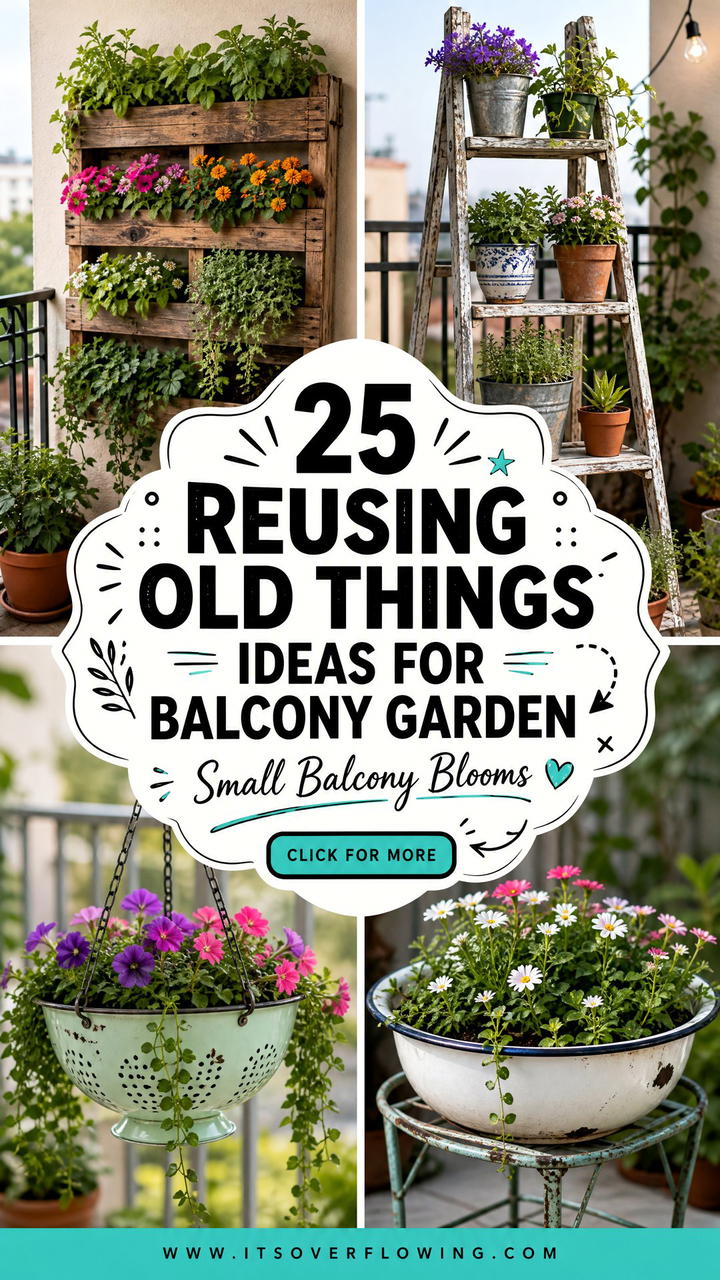 25 reusing old things ideas for balcony garden Small-Space DIYs - 25 reusing old things ideas for balcony garden: Small-Space DIYs