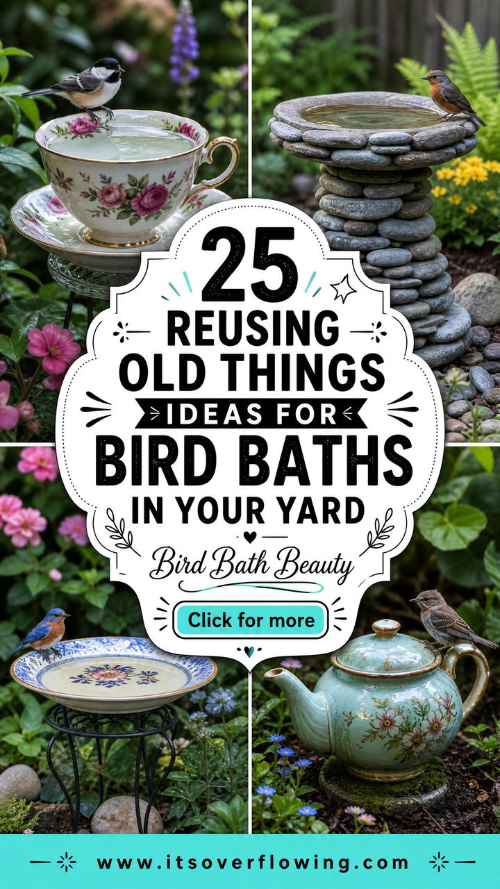 25 reusing old things ideas for bird baths in Your Yard - 25 reusing old things ideas for bird baths in Your Yard