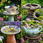 25 reusing old things ideas for bird baths in Your Yard
