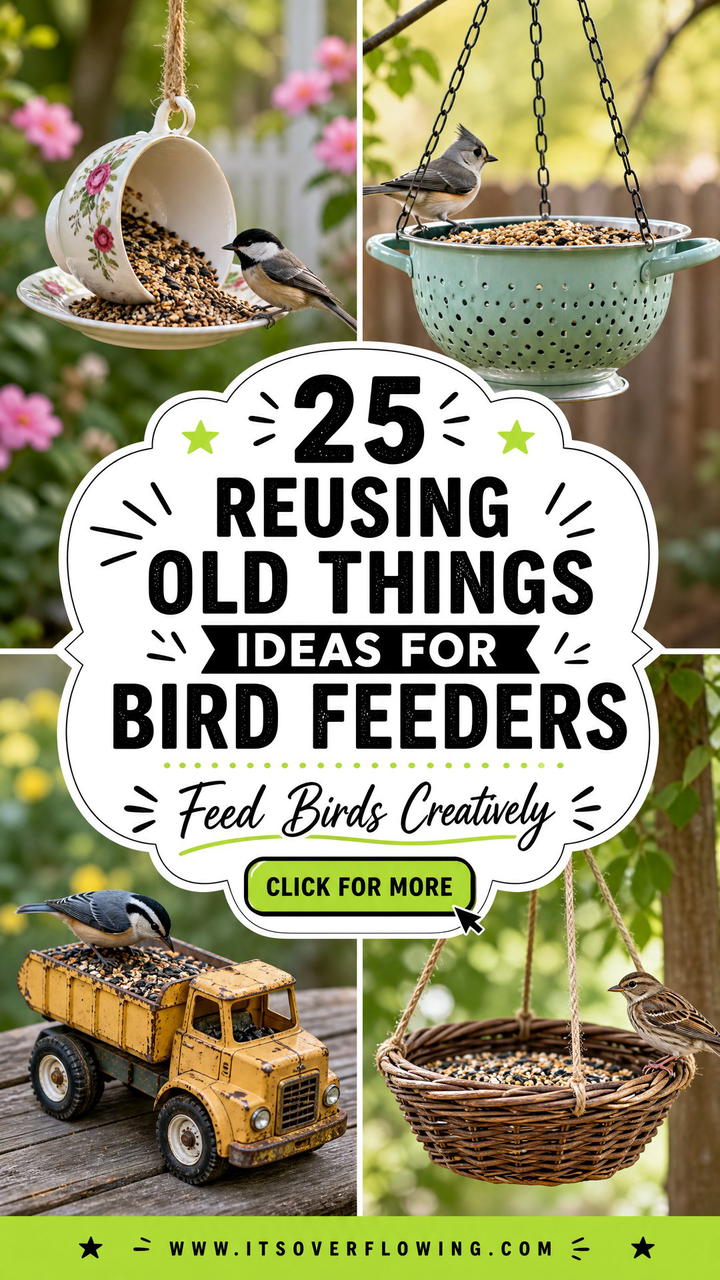 25 reusing old things ideas for bird feeders Easy DIYs - 25 reusing old things ideas for bird feeders: Easy DIYs