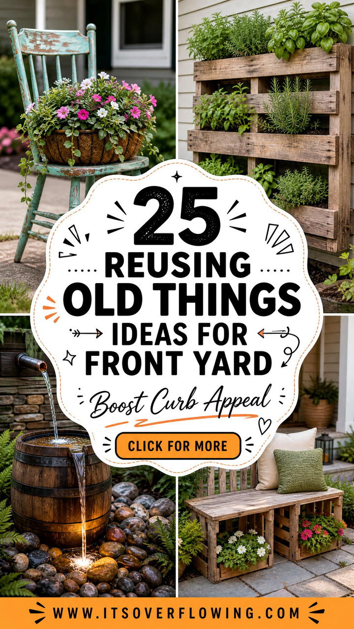 25 reusing old things ideas for front yard Curb Appeal DIYs - 25 reusing old things ideas for front yard: Curb Appeal DIYs