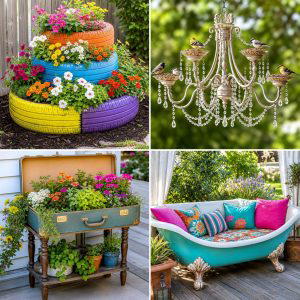 25 reusing old things ideas for garden Charm on a Budget