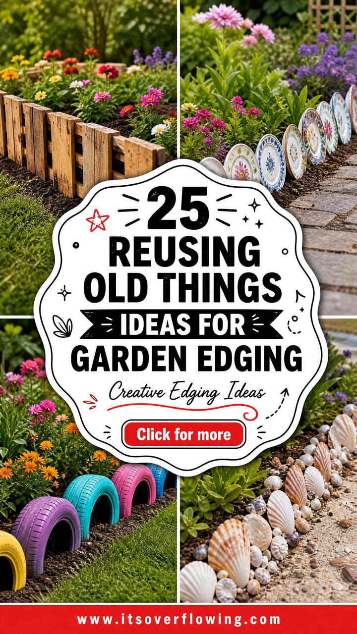 25 reusing old things ideas for garden edging - 25 reusing old things ideas for garden edging
