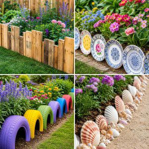 25 reusing old things ideas for garden edging