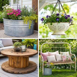 25 reusing old things ideas for patio Style and Charm