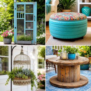 25 reusing old things ideas for porch Decor on a Budget