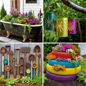 25 reusing old things ideas for seasonal garden decor