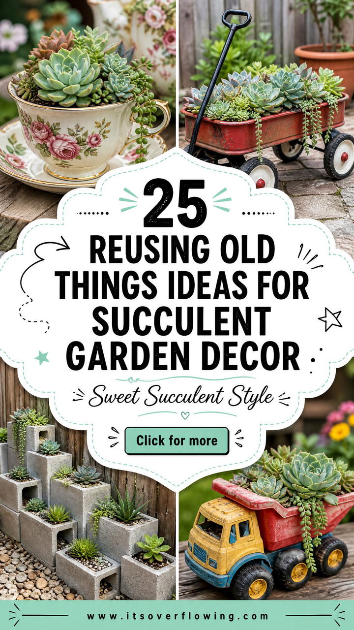 25 reusing old things ideas for succulent garden Decor - 25 reusing old things ideas for succulent garden Decor