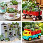 25 reusing old things ideas for succulent garden Decor