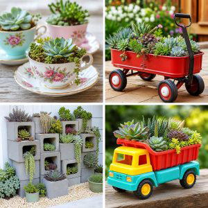 25 reusing old things ideas for succulent garden Decor