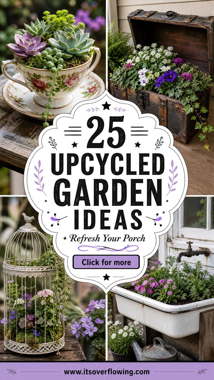 25 upcycled garden ideas for porches to Refresh Your Space - 25 upcycled garden ideas for porches to Refresh Your Space