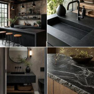 30 Bathrooms with Black Countertops for Modern Elegance
