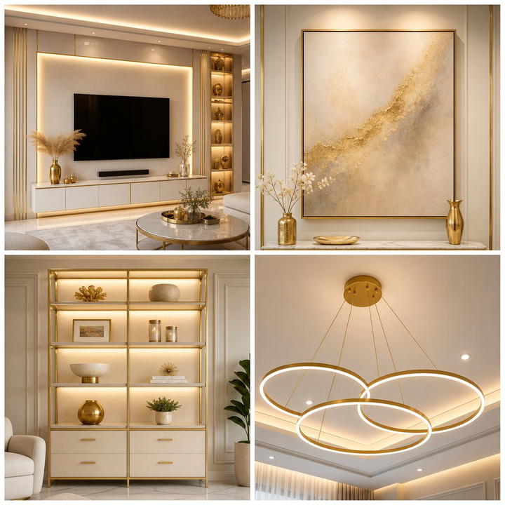 30 Elegant Cream & Gold Living Room Themes for Luxe Interiors