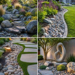 30 Natural Black River Rock Landscaping Ideas for Texture