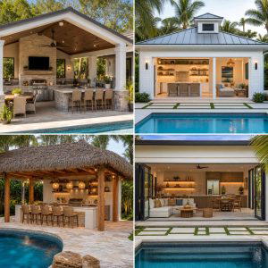 30 Pool House with Outdoor Kitchen Designs for Entertaining