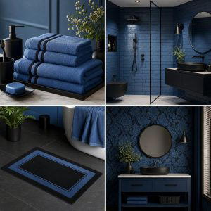 30 Striking Black and Blue Bathroom Ideas for Dramatic Flair