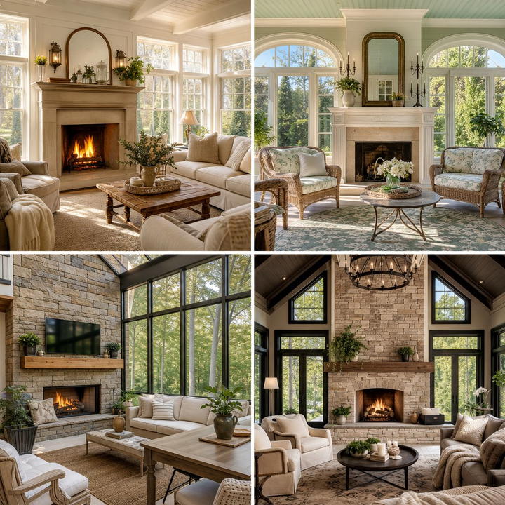 30 Sunroom With Fireplace Ideas for Year-Round Comfort