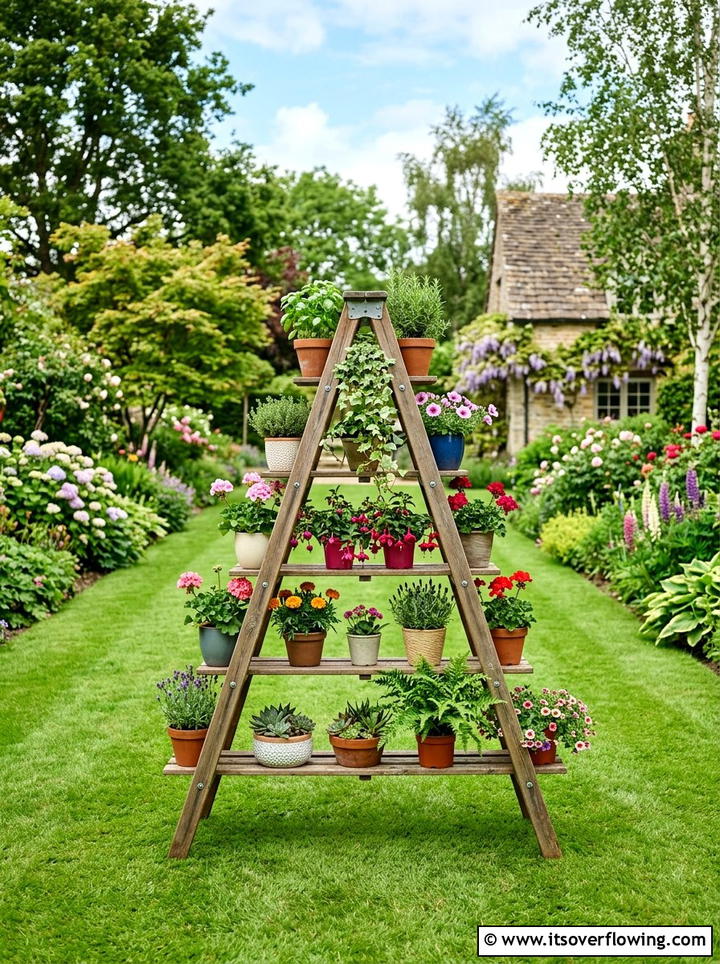 A frame ladder planter - 25 creative garden ideas with ladder planters