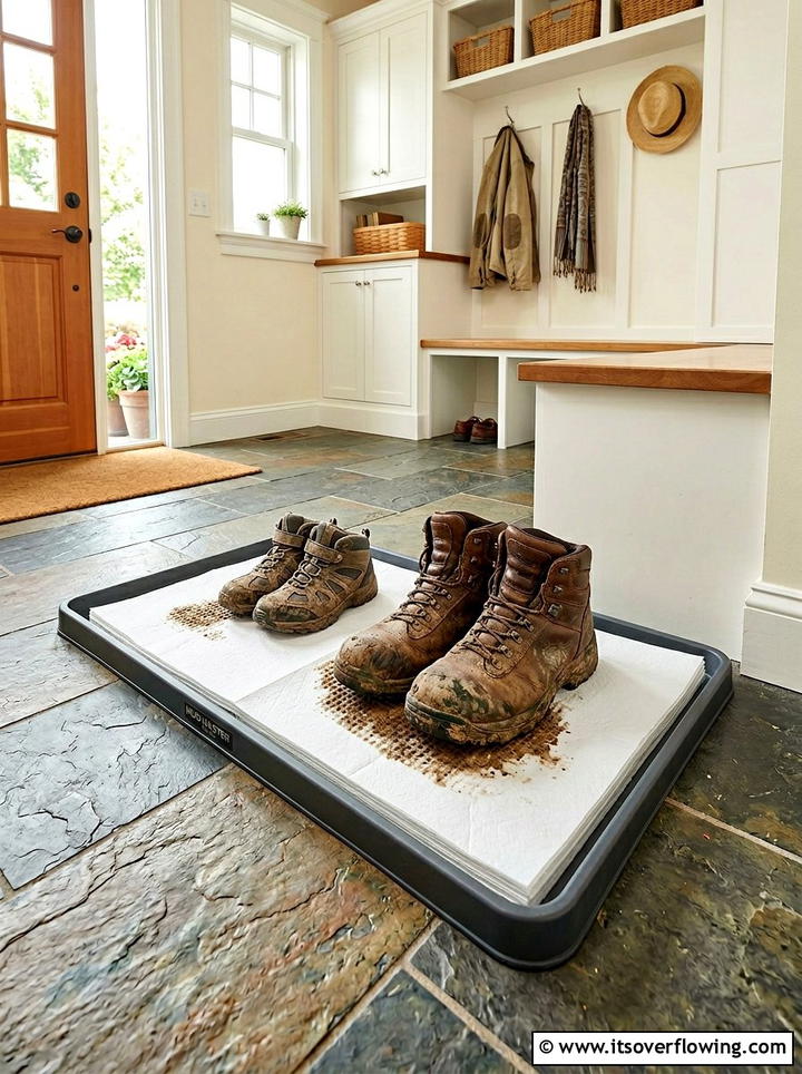 Absorbent Boot Tray Liner - 25 recycled garden ideas with old magazines