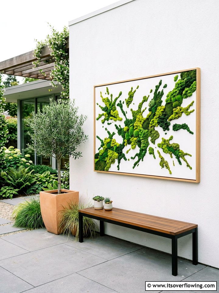 Abstract moss canvas - 25 garden ideas with moss art