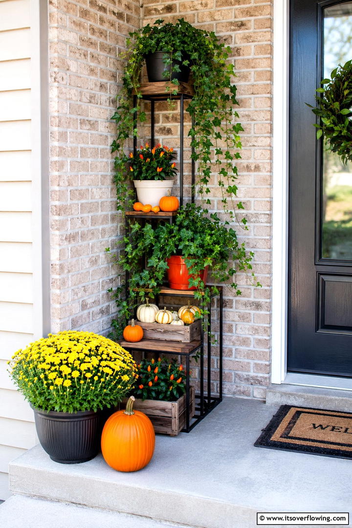 Abundant Mum Garden Display Porch - 50 Fall Porch Decor Ideas for Welcoming Outdoor Spaces